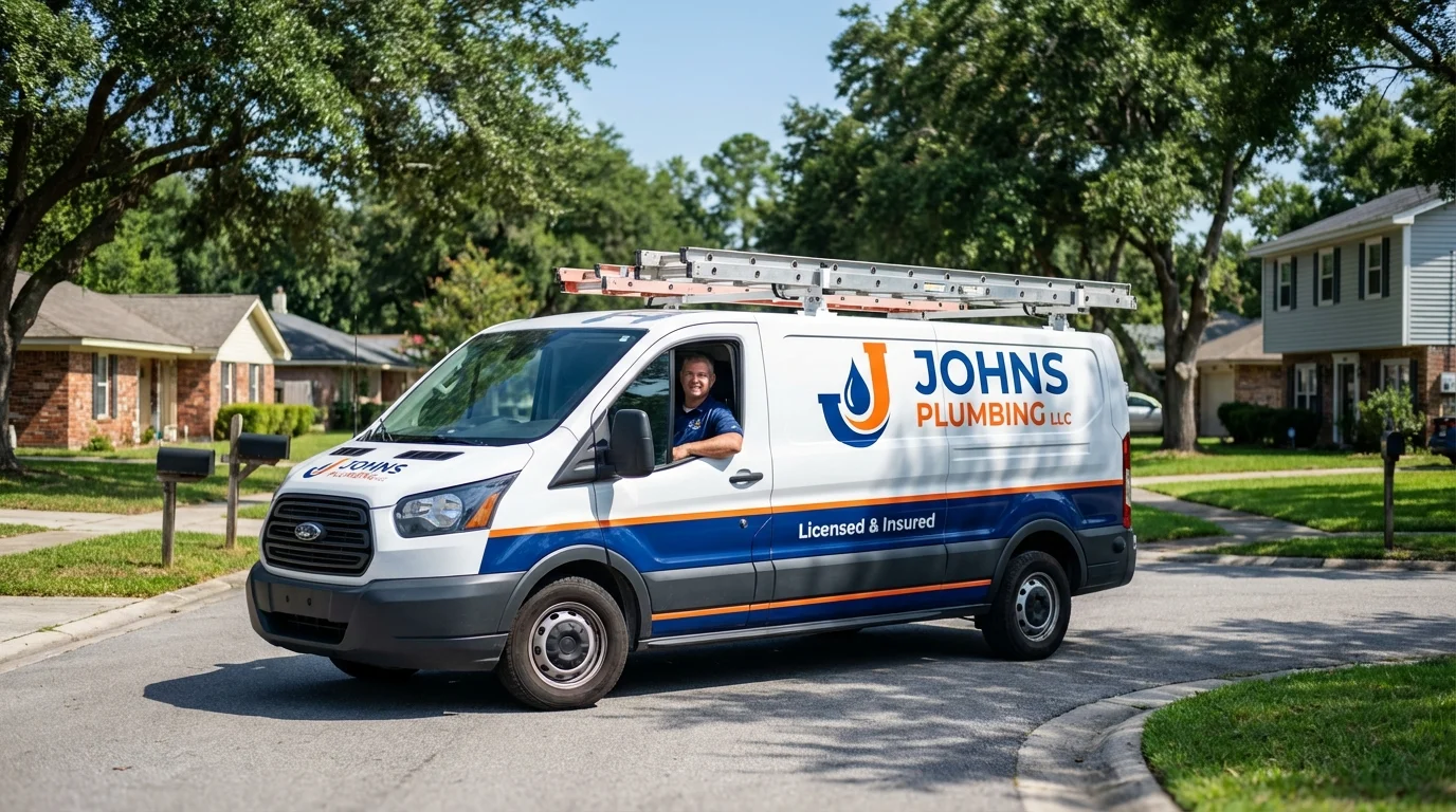 Johns Plumbing LLC service van in Ligonier, IN