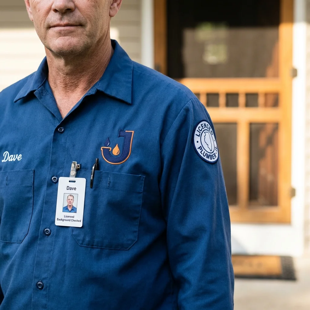 Licensed plumber showing ID badge in Ligonier, IN