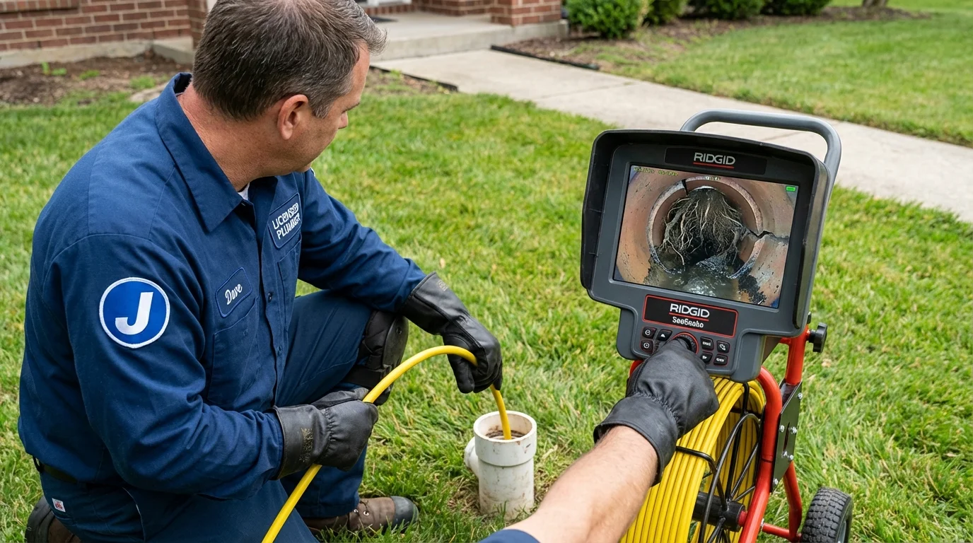 Sewer camera inspection being performed by Johns Plumbing LLC in Ligonier